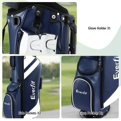 Alona.com.au Sports & Fitness > Golf > Golf Accessories Everfit Golf Stand Bag Lightweight Carry Bag Dual Strap Club Divider Blue