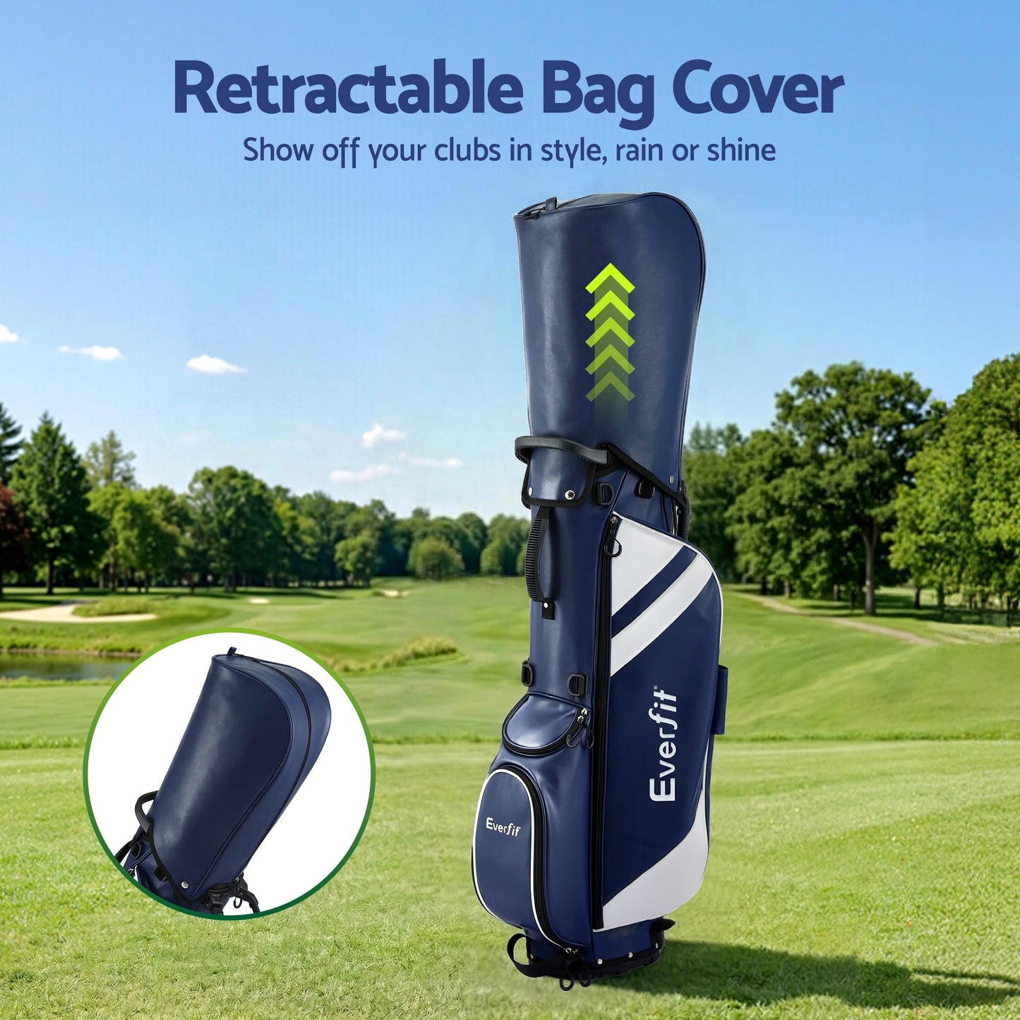Alona.com.au Sports & Fitness > Golf > Golf Accessories Everfit Golf Stand Bag Lightweight Carry Bag Dual Strap Club Divider Blue