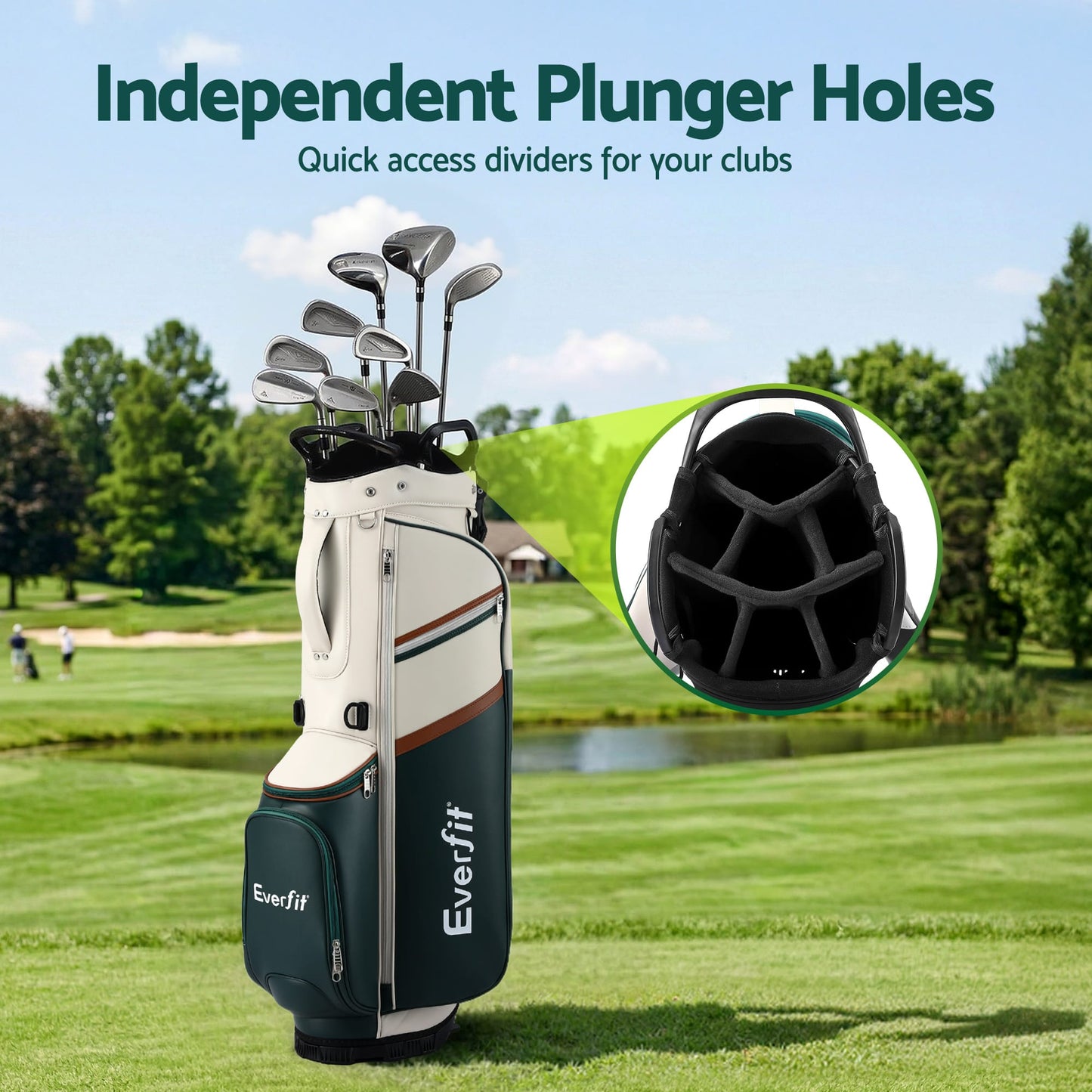 Alona.com.au Sports & Fitness > Golf > Golf Accessories Everfit Golf Stand Bag Lightweight Carry Bag Dual Strap Club Divider