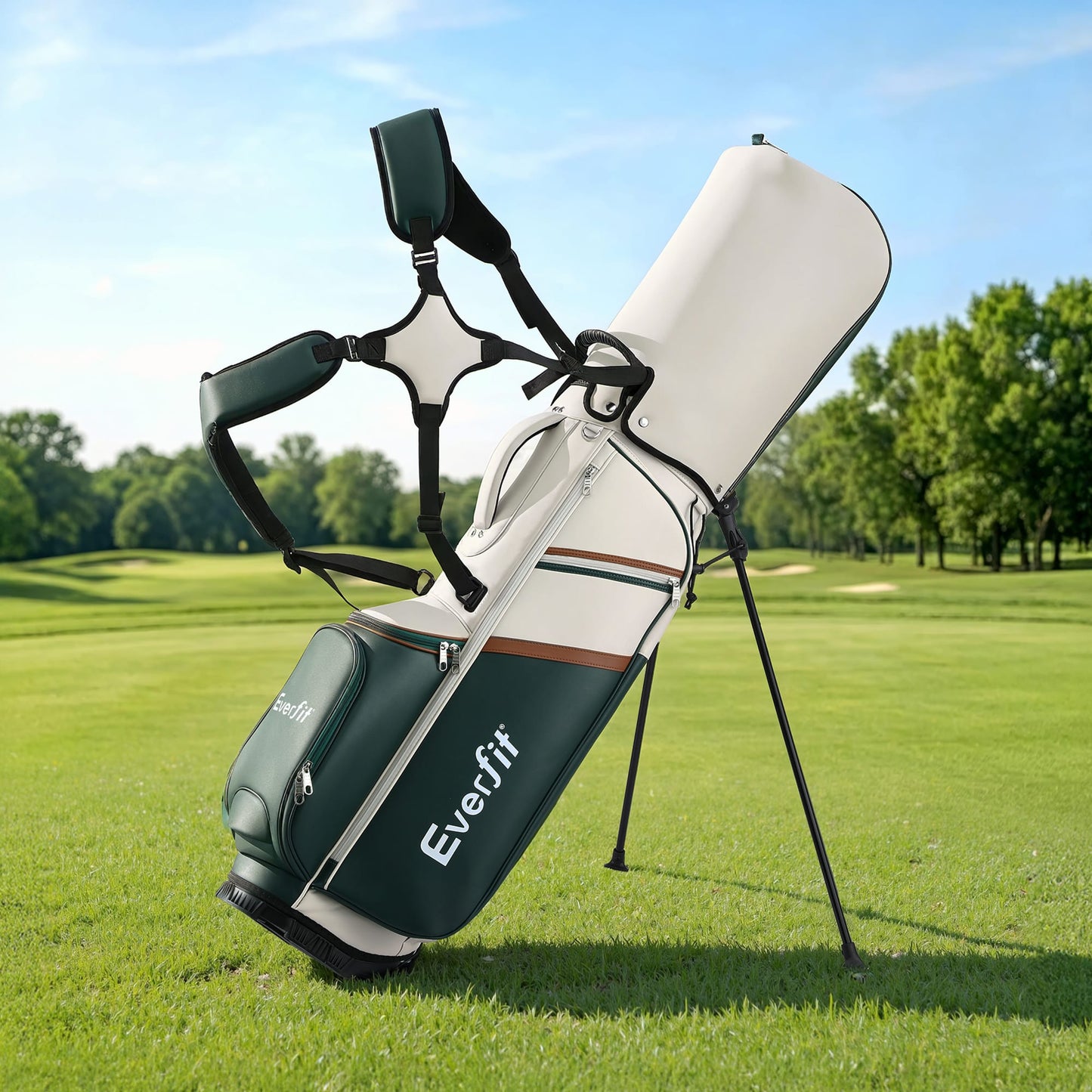 Alona.com.au Sports & Fitness > Golf > Golf Accessories Everfit Golf Stand Bag Lightweight Carry Bag Dual Strap Club Divider