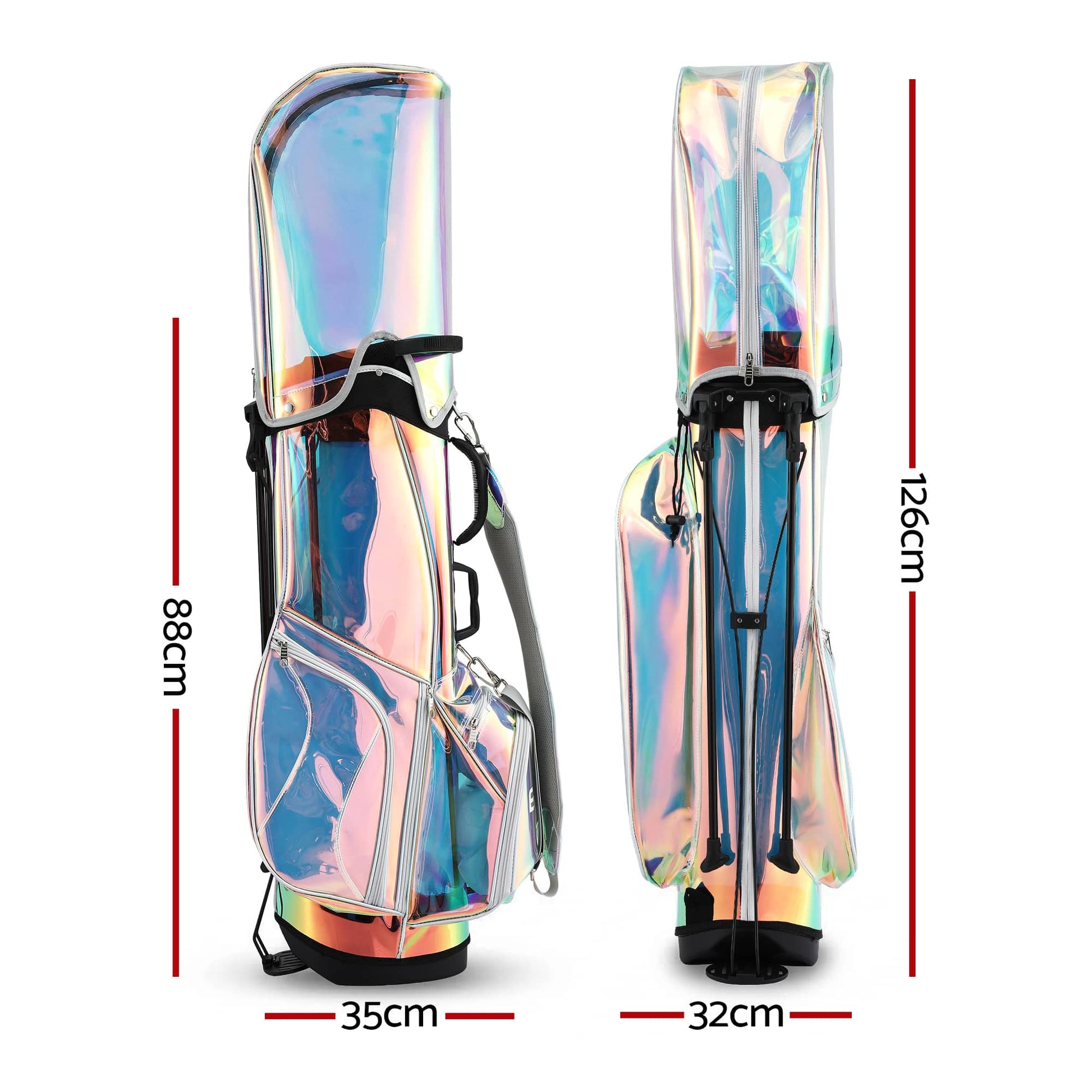 Alona.com.au Sports & Fitness > Golf > Golf Accessories Everfit Golf Stand Bag Lightweight Carry Bag Dual Strap Club Divider Holographic