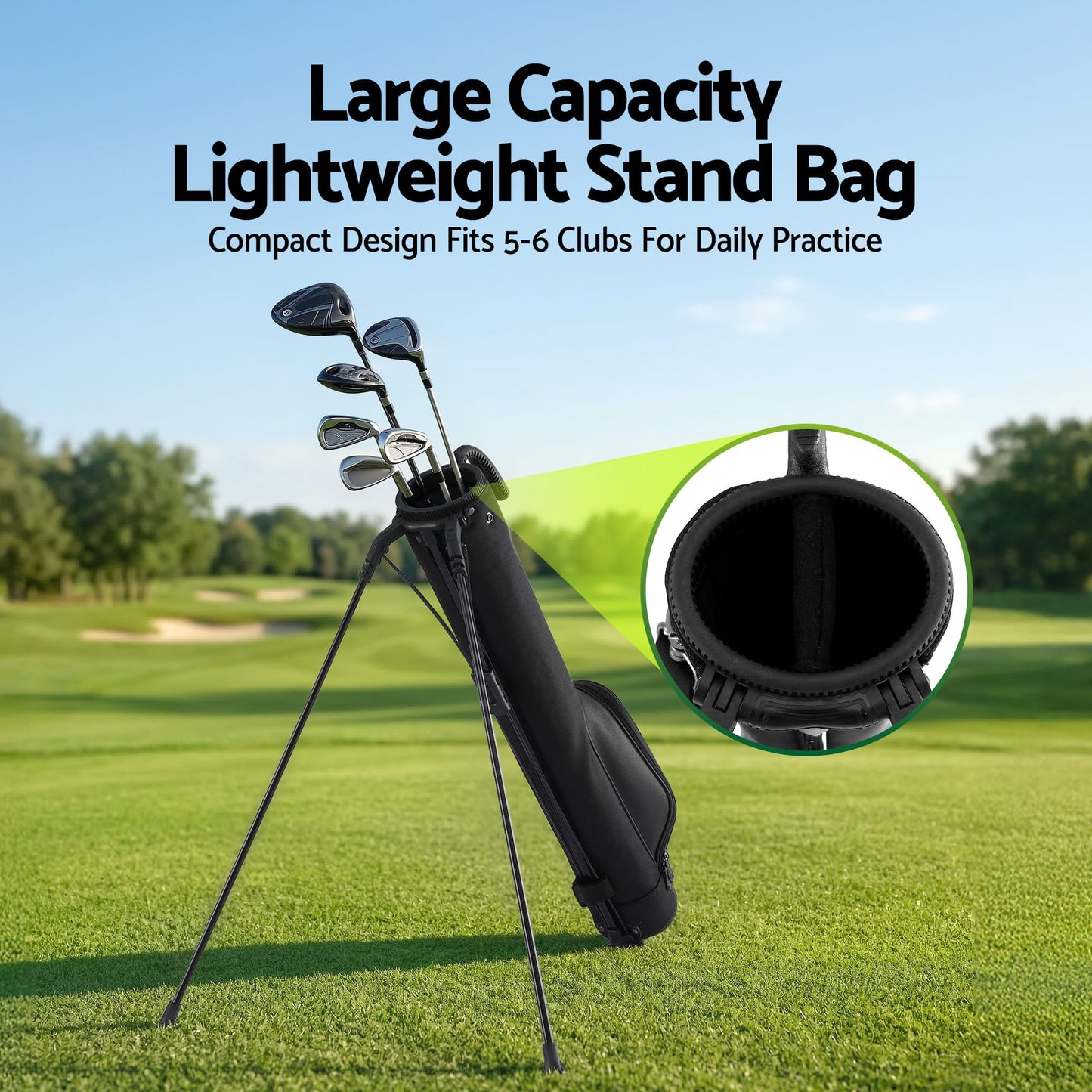 Alona.com.au Sports & Fitness > Golf > Golf Accessories Everfit Golf Stand Bag Lightweight Sunday Pitch And Putt Bag Black