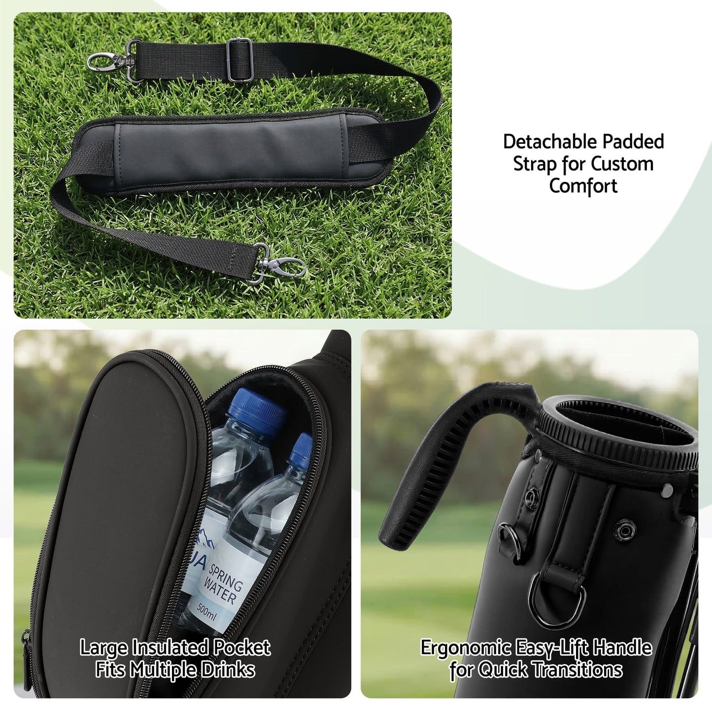Alona.com.au Sports & Fitness > Golf > Golf Accessories Everfit Golf Stand Bag Lightweight Sunday Pitch And Putt Bag Black