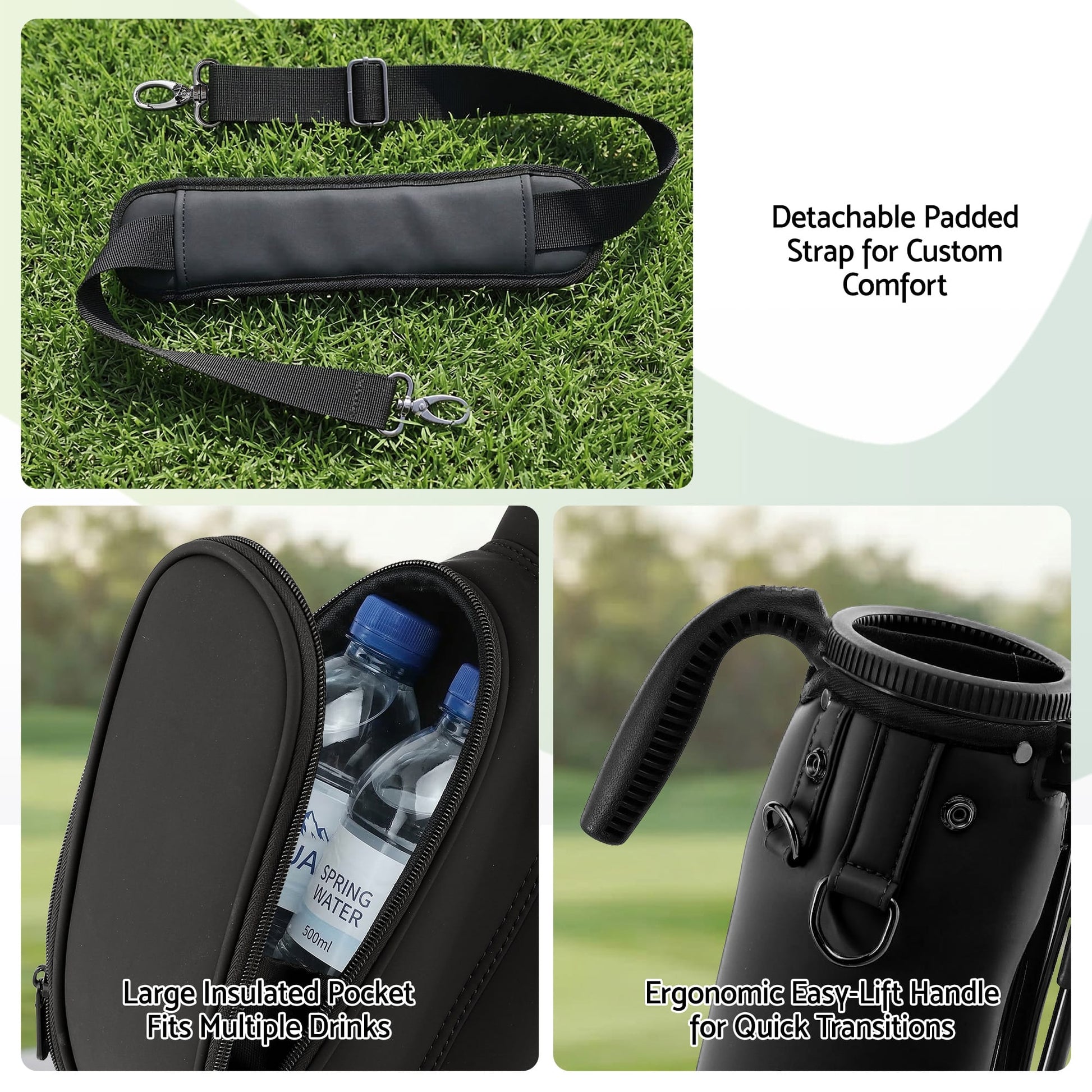 Alona.com.au Sports & Fitness > Golf > Golf Accessories Everfit Golf Stand Bag Lightweight Sunday Pitch And Putt Bag Black