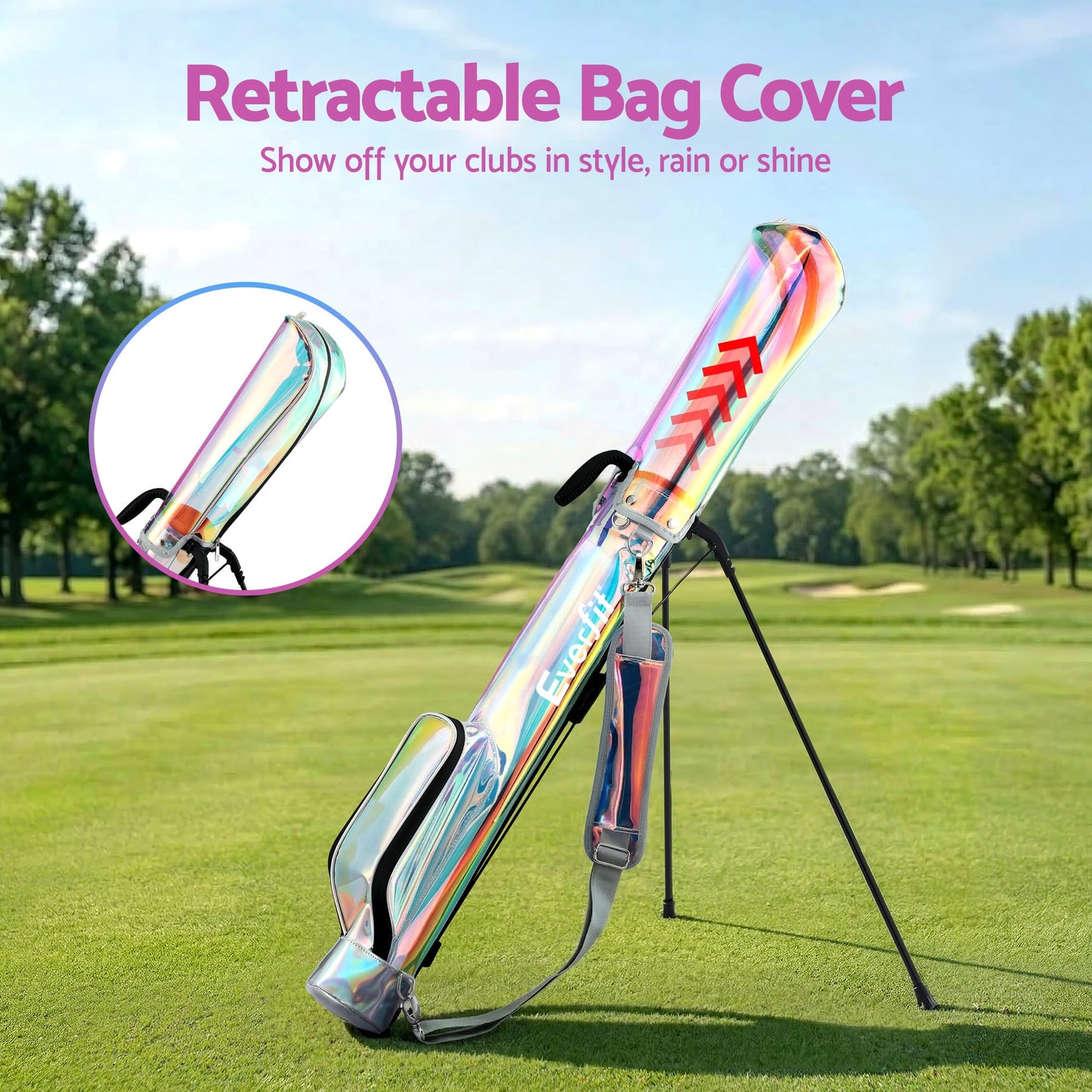 Alona.com.au Sports & Fitness > Golf > Golf Accessories Everfit Golf Stand Bag Lightweight Sunday Pitch And Putt Bag Holographic
