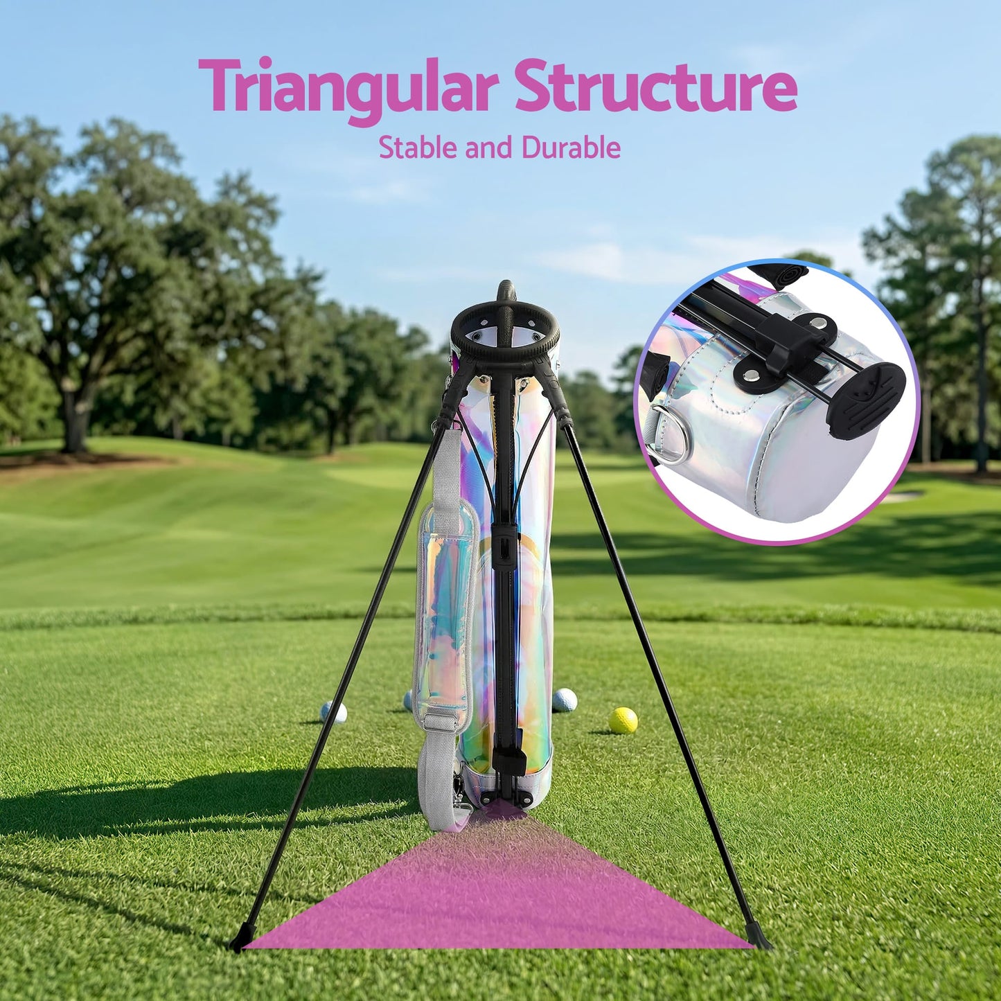 Alona.com.au Sports & Fitness > Golf > Golf Accessories Everfit Golf Stand Bag Lightweight Sunday Pitch And Putt Bag Holographic