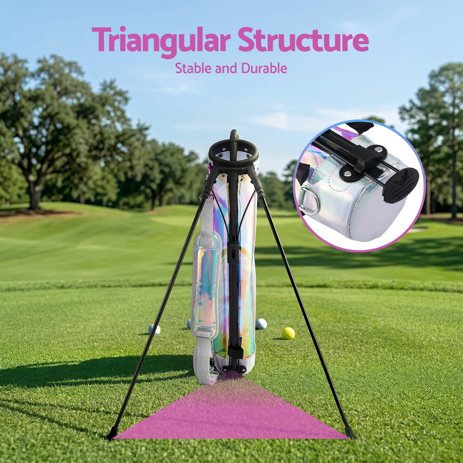 Alona.com.au Sports & Fitness > Golf > Golf Accessories Everfit Golf Stand Bag Lightweight Sunday Pitch And Putt Bag Holographic