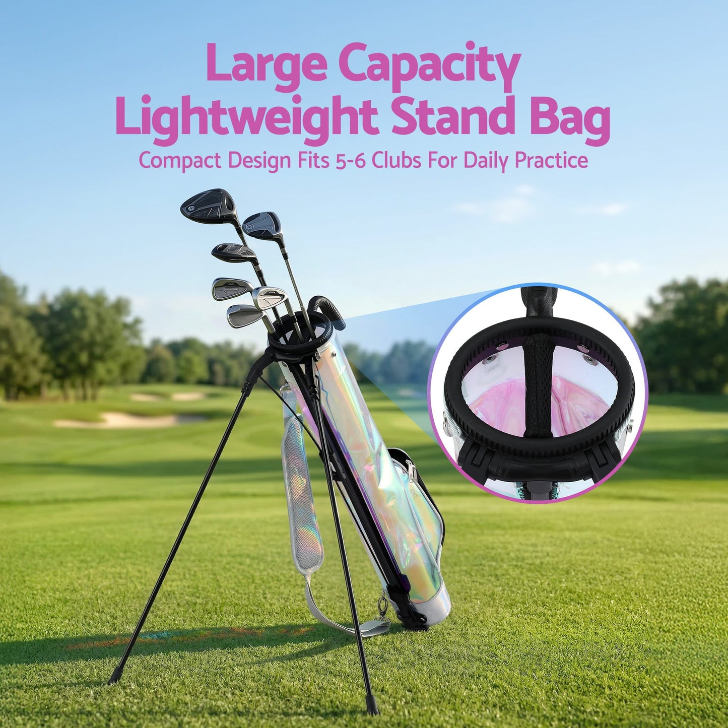 Alona.com.au Sports & Fitness > Golf > Golf Accessories Everfit Golf Stand Bag Lightweight Sunday Pitch And Putt Bag Holographic