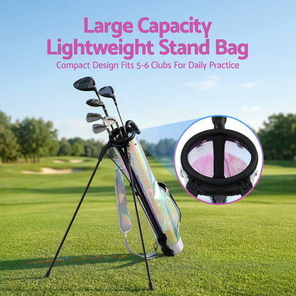 Alona.com.au Sports & Fitness > Golf > Golf Accessories Everfit Golf Stand Bag Lightweight Sunday Pitch And Putt Bag Holographic