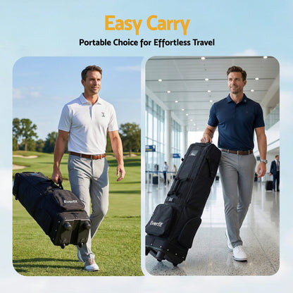 Alona.com.au Sports & Fitness > Golf > Golf Accessories Everfit Golf Travel Bag Flight Cover Foldable Soft Case Wheels Black