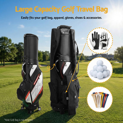 Alona.com.au Sports & Fitness > Golf > Golf Accessories Everfit Golf Travel Bag Flight Cover Foldable Soft Case Wheels Black
