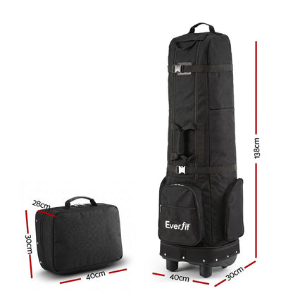 Alona.com.au Sports & Fitness > Golf > Golf Accessories Everfit Golf Travel Bag Flight Cover Foldable Soft Case Wheels Black