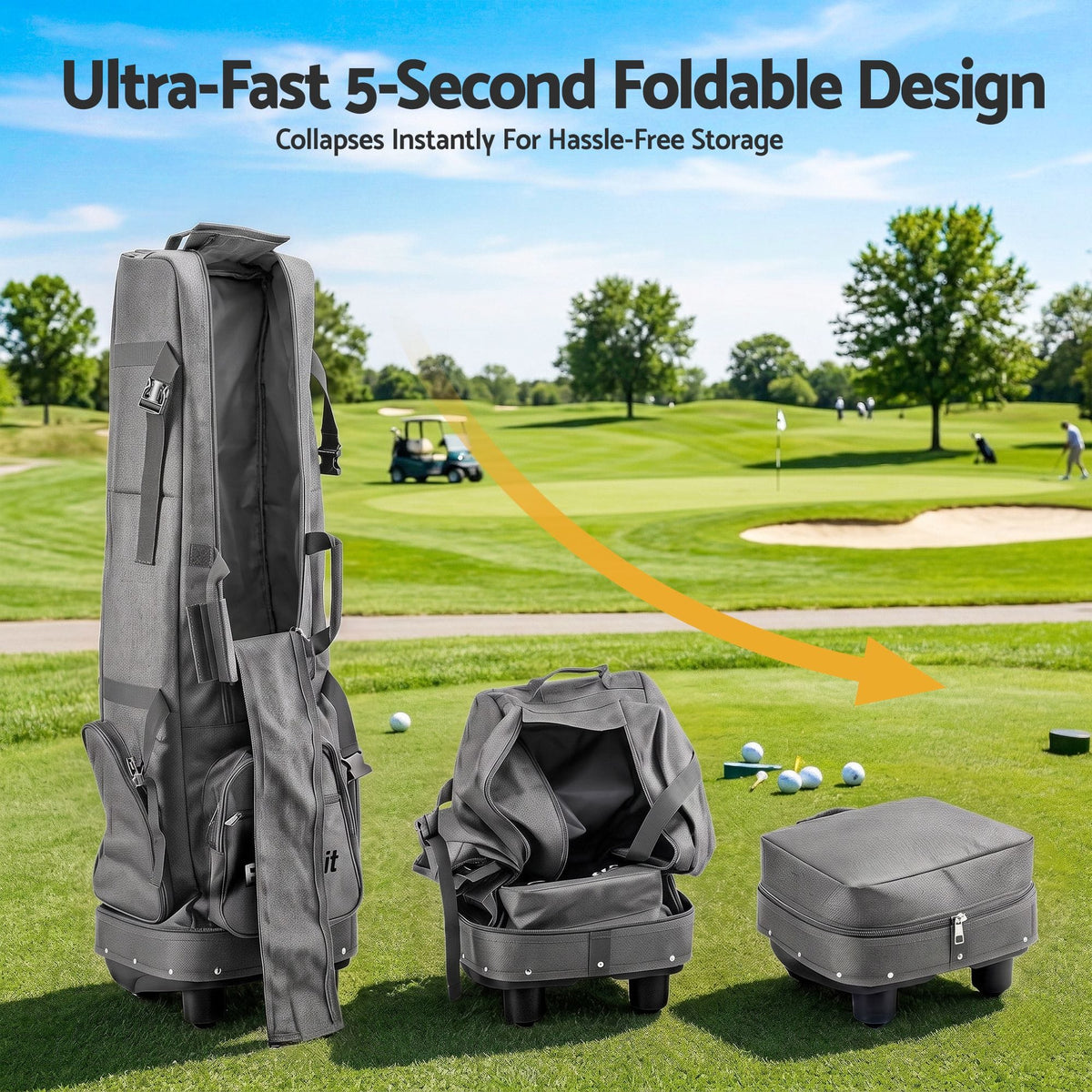 Alona.com.au Sports & Fitness > Golf > Golf Accessories Everfit Golf Travel Bag Flight Cover Foldable Soft Case Wheels Grey