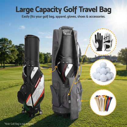 Alona.com.au Sports & Fitness > Golf > Golf Accessories Everfit Golf Travel Bag Flight Cover Foldable Soft Case Wheels Grey