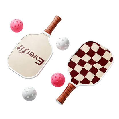 Alona.com.au Sports & Fitness > Racquet Sports > Pickleball Everfit Pickleball Paddle Set Fibreglass Racquet Honeycomb Core With Bag Brown