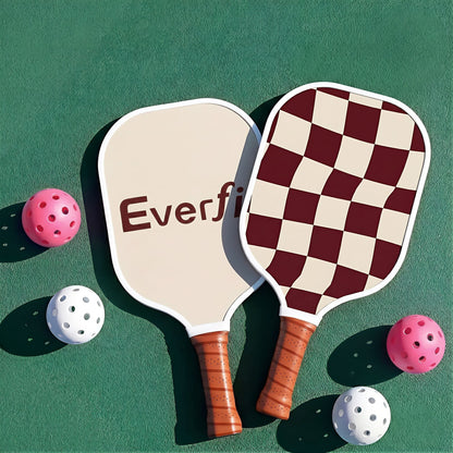 Alona.com.au Sports & Fitness > Racquet Sports > Pickleball Everfit Pickleball Paddle Set Fibreglass Racquet Honeycomb Core With Bag Brown