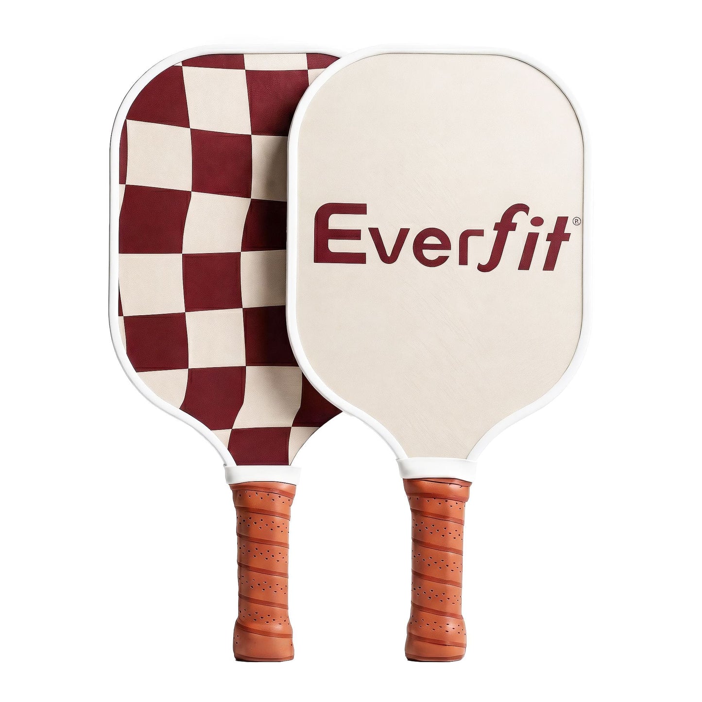Alona.com.au Sports & Fitness > Racquet Sports > Pickleball Everfit Pickleball Paddle Set Fibreglass Racquet Honeycomb Core With Bag Brown