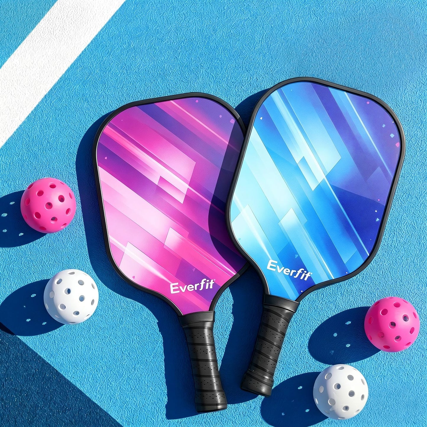 Alona.com.au Sports & Fitness > Racquet Sports > Pickleball Everfit Pickleball Paddle Set Fibreglass Racquet Honeycomb Core With Bag
