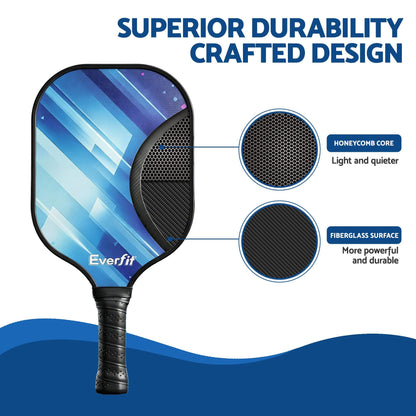 Alona.com.au Sports & Fitness > Racquet Sports > Pickleball Everfit Pickleball Paddle Set Fibreglass Racquet Honeycomb Core With Bag