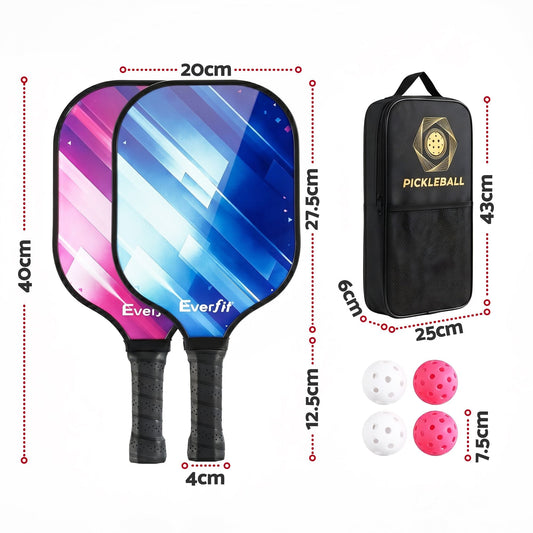 Alona.com.au Sports & Fitness > Racquet Sports > Pickleball Everfit Pickleball Paddle Set Fibreglass Racquet Honeycomb Core With Bag