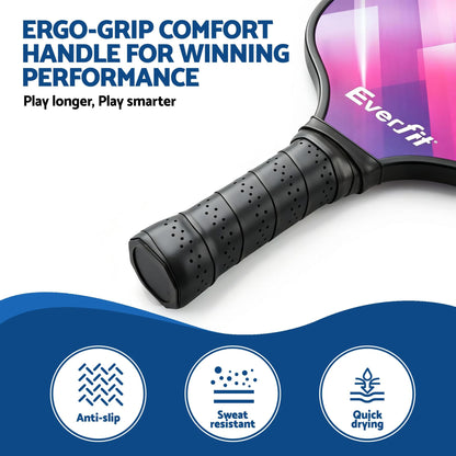 Alona.com.au Sports & Fitness > Racquet Sports > Pickleball Everfit Pickleball Paddle Set Fibreglass Racquet Honeycomb Core With Bag