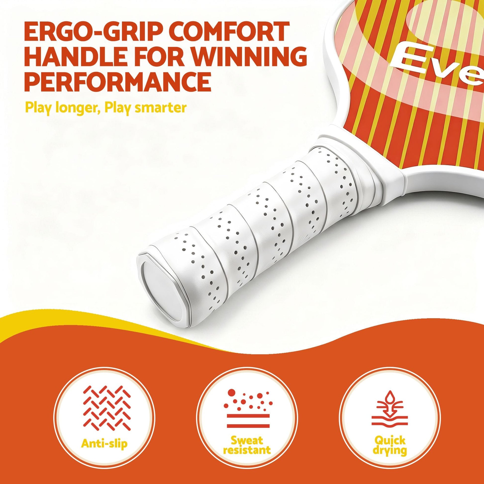 Alona.com.au Sports & Fitness > Racquet Sports > Pickleball Everfit Pickleball Paddle Set Fibreglass Racquet Honeycomb Core With Bag Orange