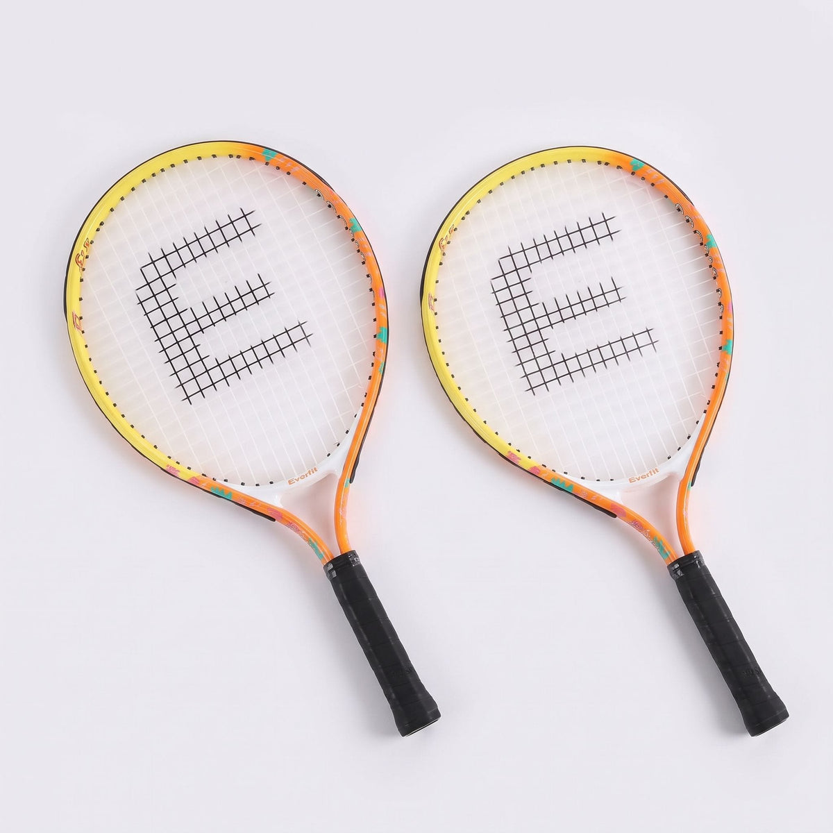 Alona.com.au Sports & Fitness > Racquet Sports > Tennis Everfit 23 Inch Tennis Racket Set of 2 Pack Lightweight Cushioned Grip Orange