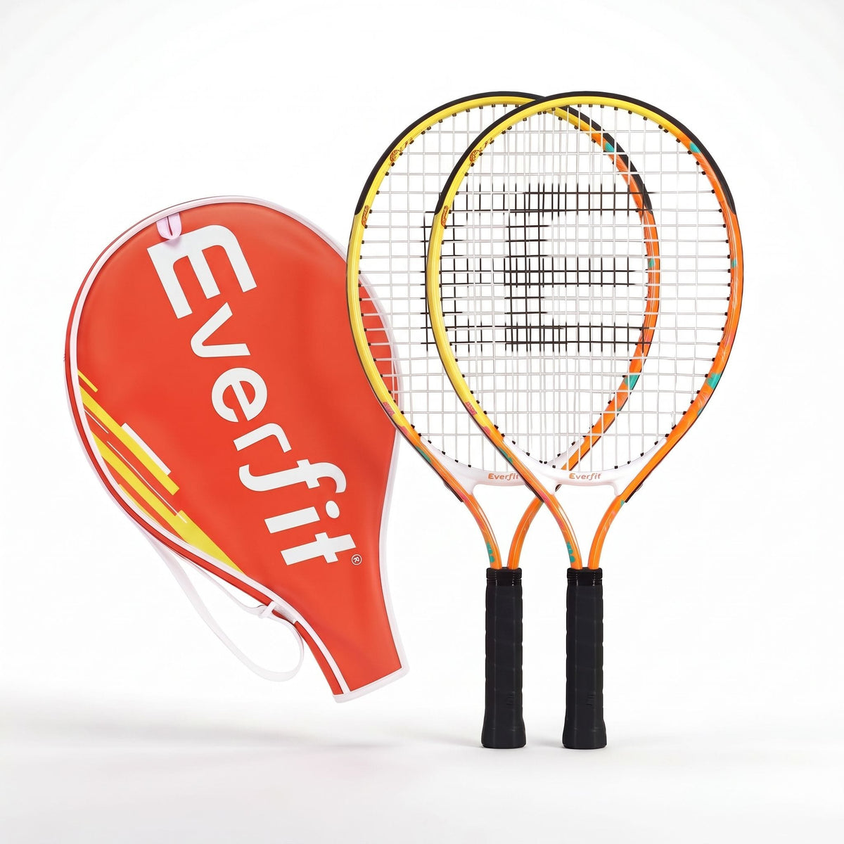Alona.com.au Sports & Fitness > Racquet Sports > Tennis Everfit 23 Inch Tennis Racket Set of 2 Pack Lightweight Cushioned Grip Orange