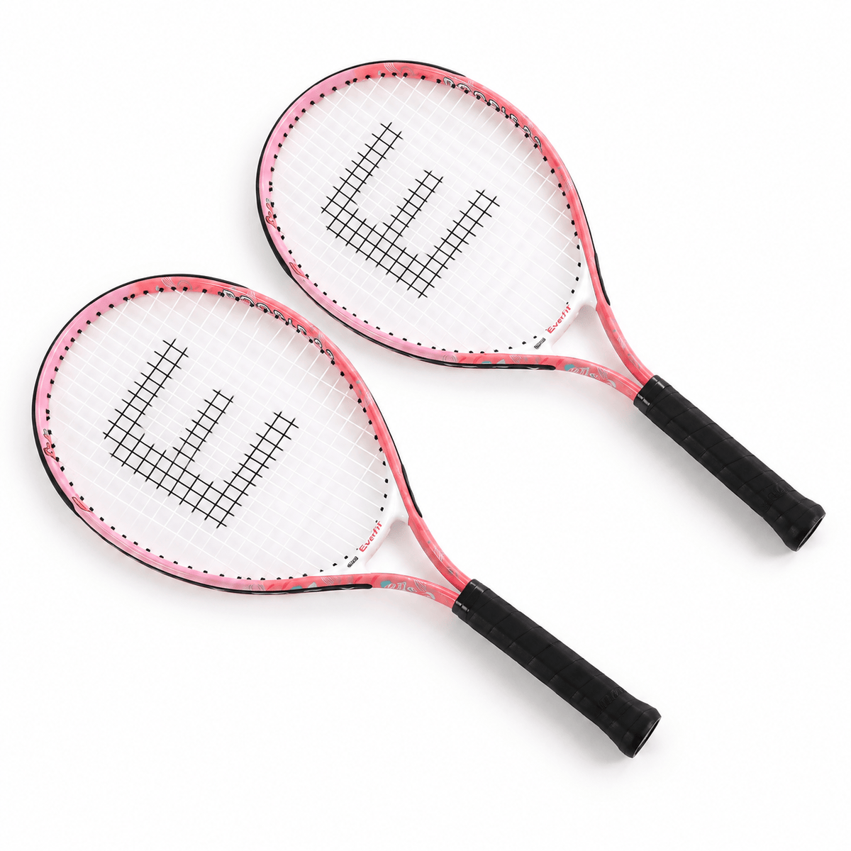 Alona.com.au Sports & Fitness > Racquet Sports > Tennis Everfit 23 Inch Tennis Racket Set of 2 Pack Lightweight Cushioned Grip Pink