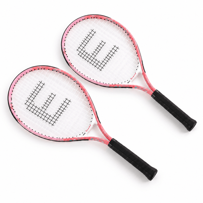 Alona.com.au Sports & Fitness > Racquet Sports > Tennis Everfit 23 Inch Tennis Racket Set of 2 Pack Lightweight Cushioned Grip Pink