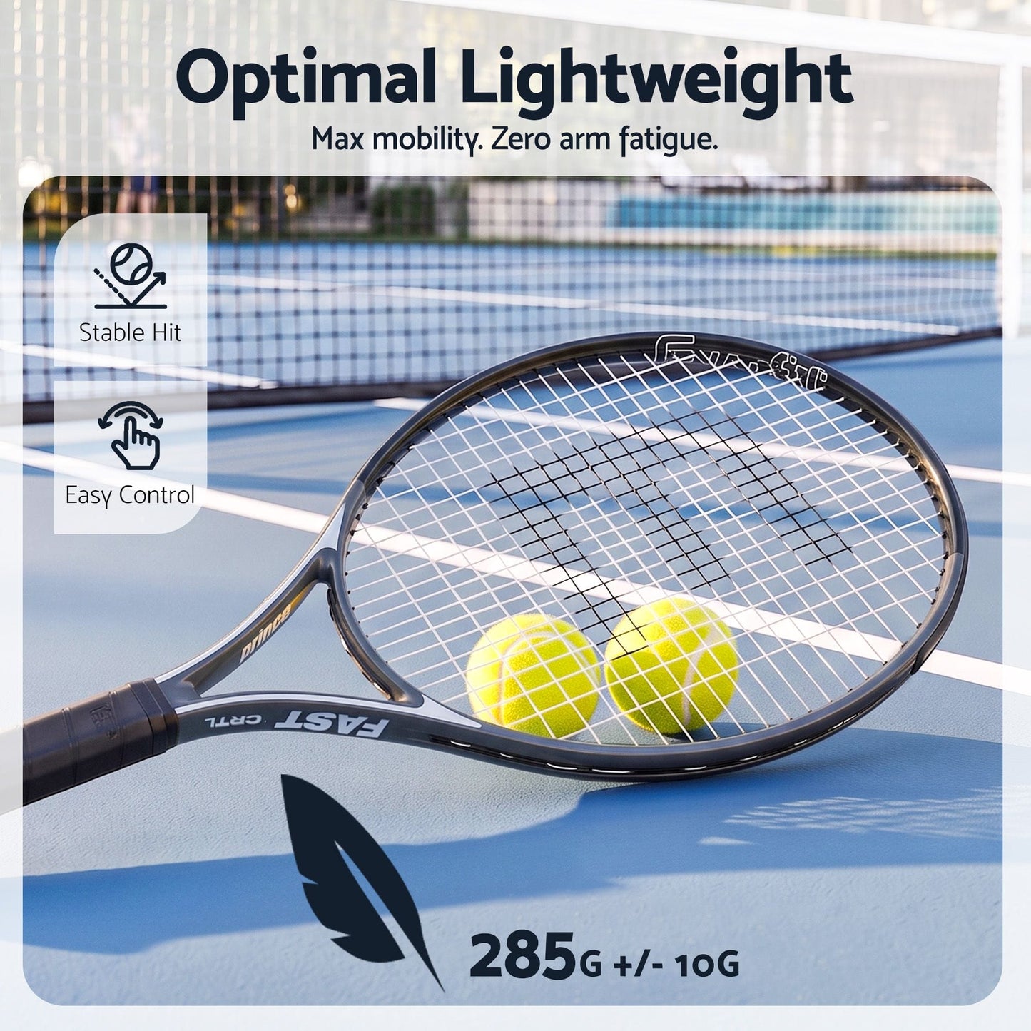 Alona.com.au Sports & Fitness > Racquet Sports > Tennis Everfit 27 Inch Tennis Racket Lightweight Racquet for Beginner Adult Players Black