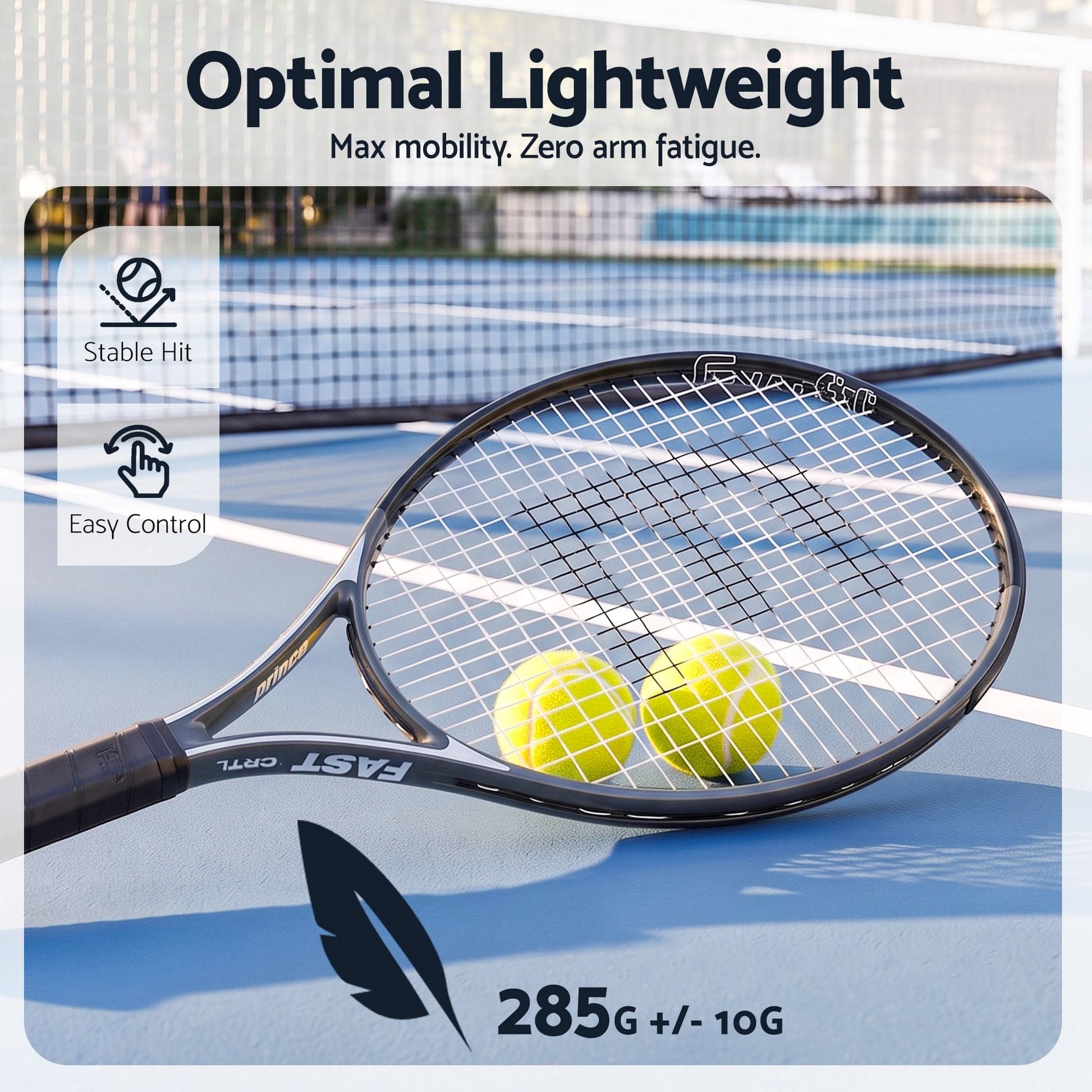 Alona.com.au Sports & Fitness > Racquet Sports > Tennis Everfit 27 Inch Tennis Racket Lightweight Racquet for Beginner Adult Players Black
