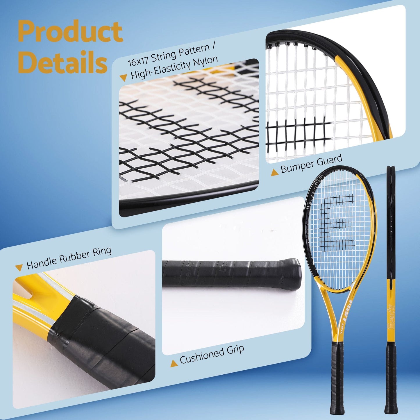 Alona.com.au Sports & Fitness > Racquet Sports > Tennis Everfit 27 Inch Tennis Racket Lightweight Racquet for Beginner Adult Players