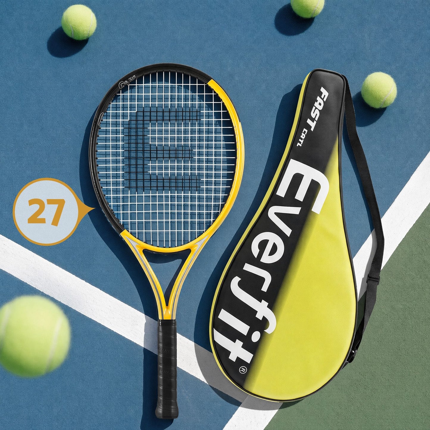 Alona.com.au Sports & Fitness > Racquet Sports > Tennis Everfit 27 Inch Tennis Racket Lightweight Racquet for Beginner Adult Players