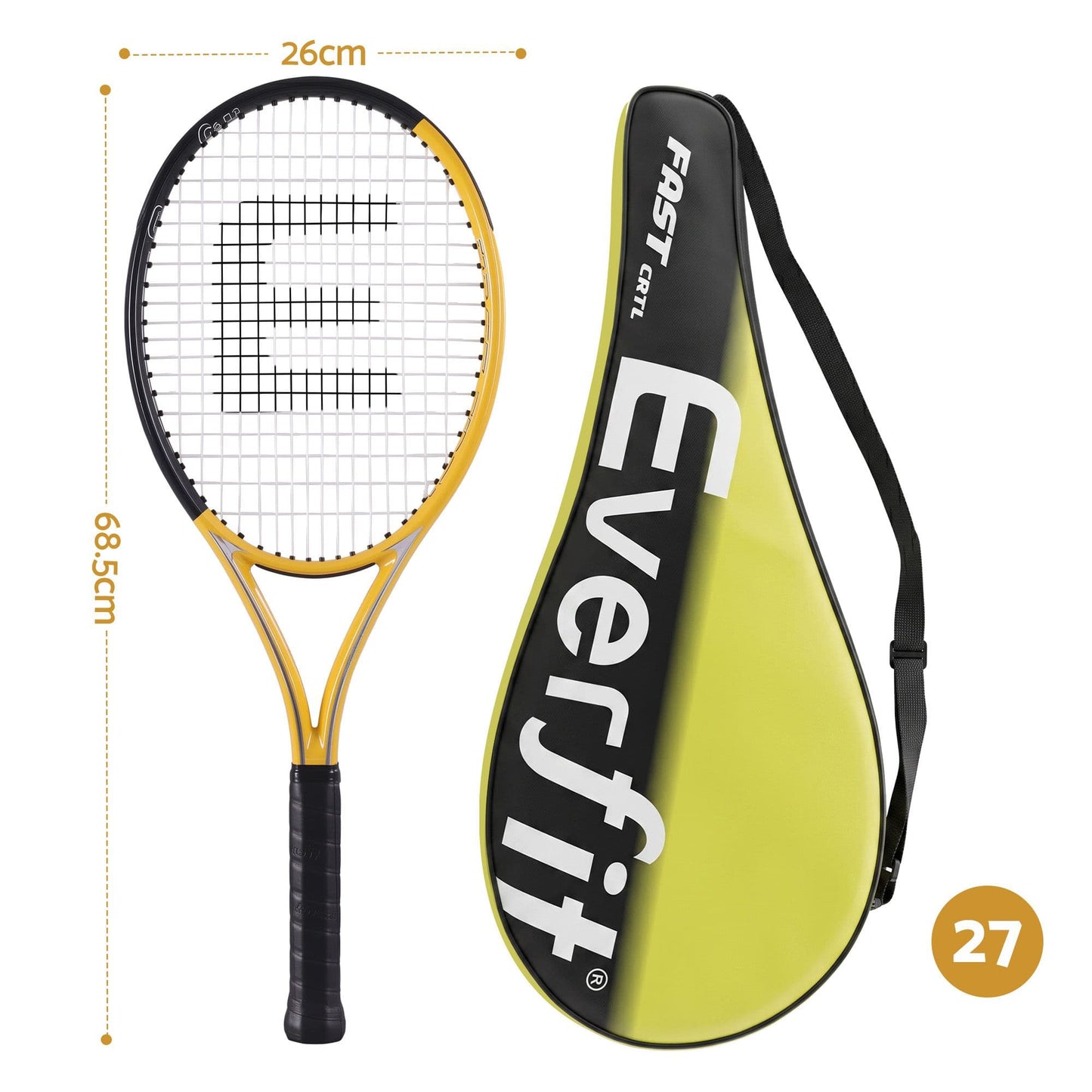Alona.com.au Sports & Fitness > Racquet Sports > Tennis Everfit 27 Inch Tennis Racket Lightweight Racquet for Beginner Adult Players