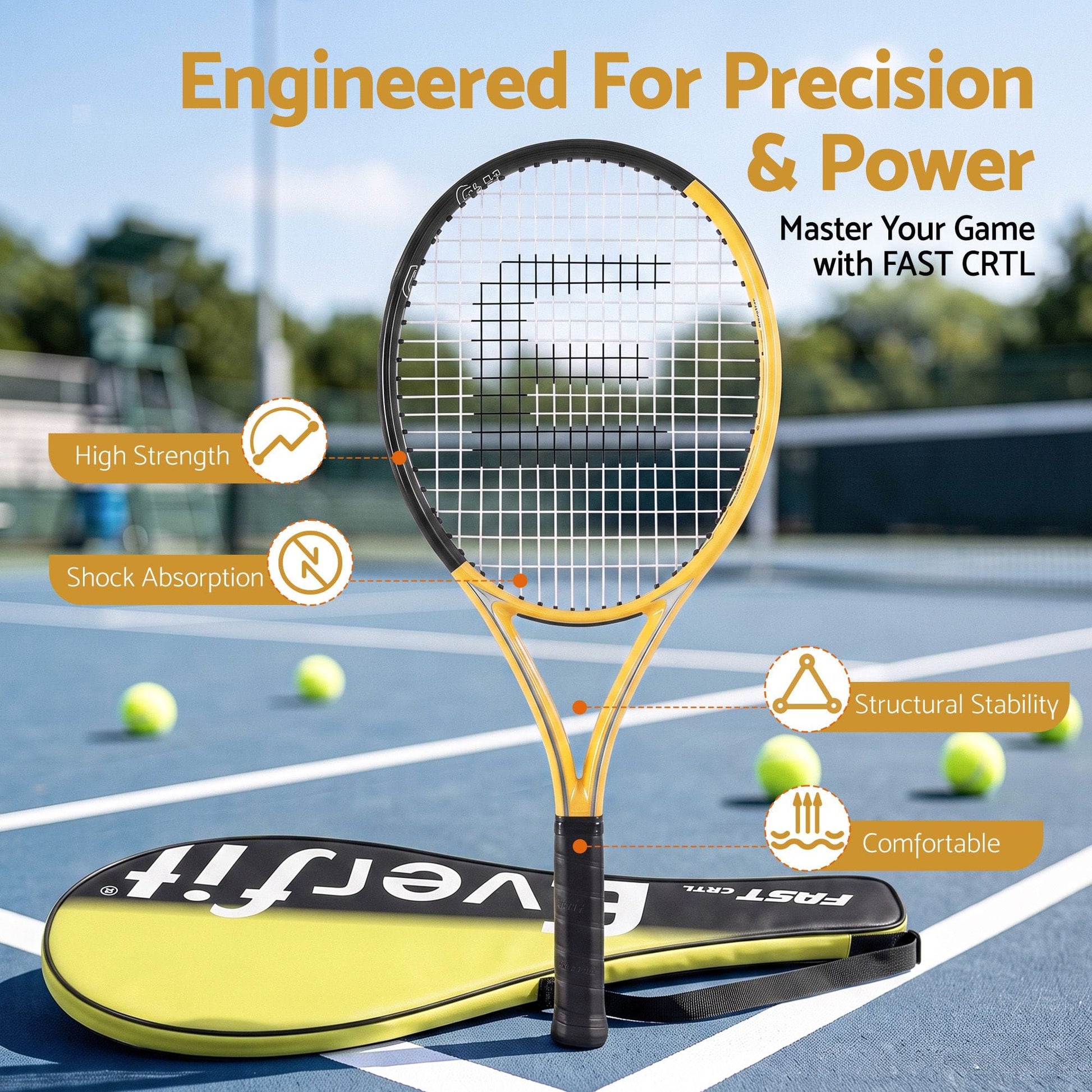 Alona.com.au Sports & Fitness > Racquet Sports > Tennis Everfit 27 Inch Tennis Racket Lightweight Racquet for Beginner Adult Players
