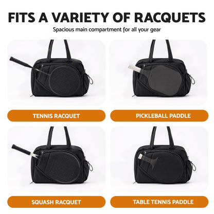 Alona.com.au Sports & Fitness > Racquet Sports > Tennis Everfit Tennis Tote Bag Gym Bag Sports Duffle Bags Holds 2 Rackets Black