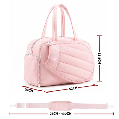 Alona.com.au Sports & Fitness > Racquet Sports > Tennis Everfit Tennis Tote Bag Gym Bag Sports Duffle Bags Holds 2 Rackets Pink