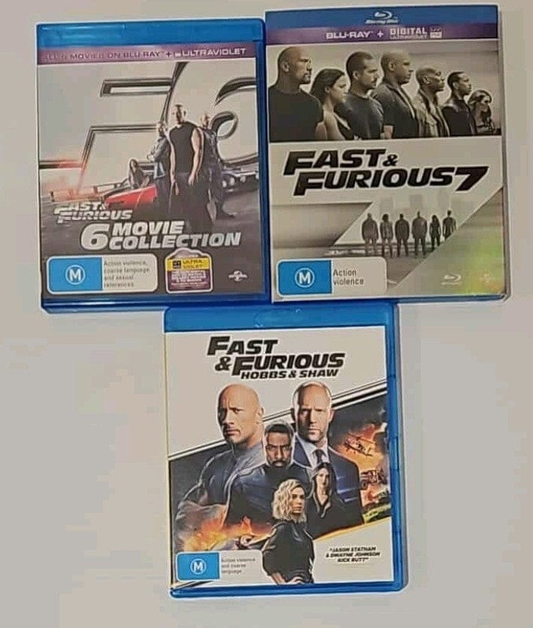Alona.com.au The Fast And The Furious Blu-ray 1 2 4 5 6 7 Collection  Hobbs & Shaw Region B