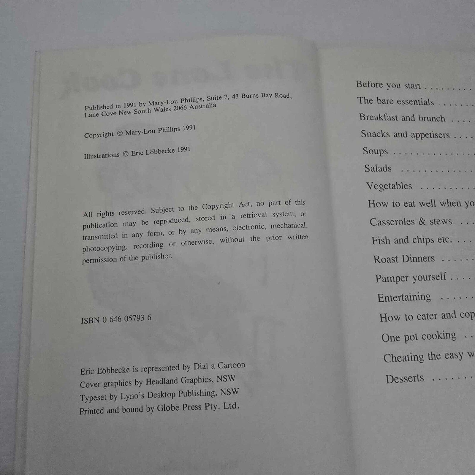 Alona.com.au The Lone Cook by Mary-Lou Phillips (Hardcover 1991)