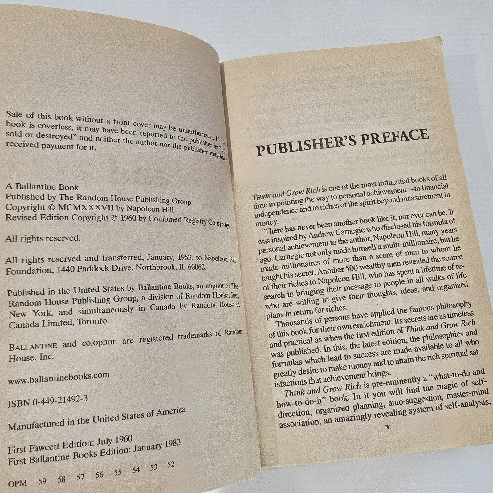 Alona.com.au Think and Grow Rich by Napoleon Hill, Paperback 1983 (First Ballantine Edition)