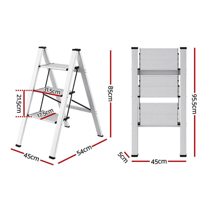 Alona.com.au Tools > Industrial Tools > Ladders & Scaffolding Giantz 3 Step Ladder Multi-Purpose Folding Aluminium Light Weight Platform