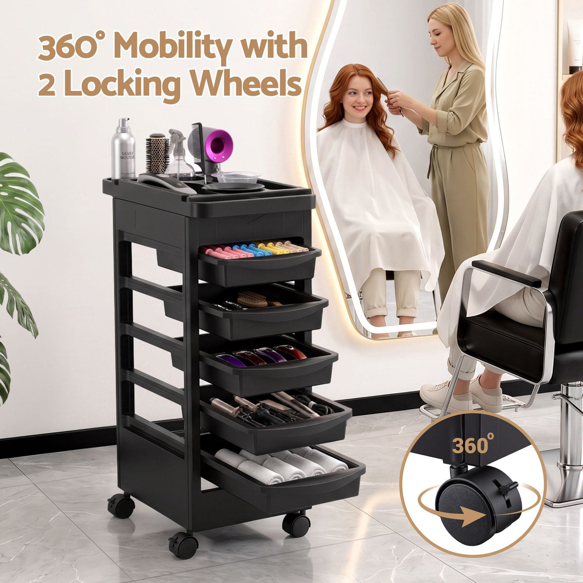 Alona.com.au Tools > Tools Storage > Utility Trolleys Embellir 6-Tier Salon Trolley Cart on Wheels Barber Mobile Hairdressing Cart