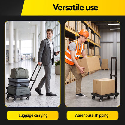 Alona.com.au Tools > Tools Storage > Utility Trolleys Giantz Folding Hand Truck Platform Trolley Foldable Dolly Cart 200kg Load Black