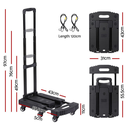 Alona.com.au Tools > Tools Storage > Utility Trolleys Giantz Folding Hand Truck Platform Trolley Foldable Dolly Cart 200kg Load Black