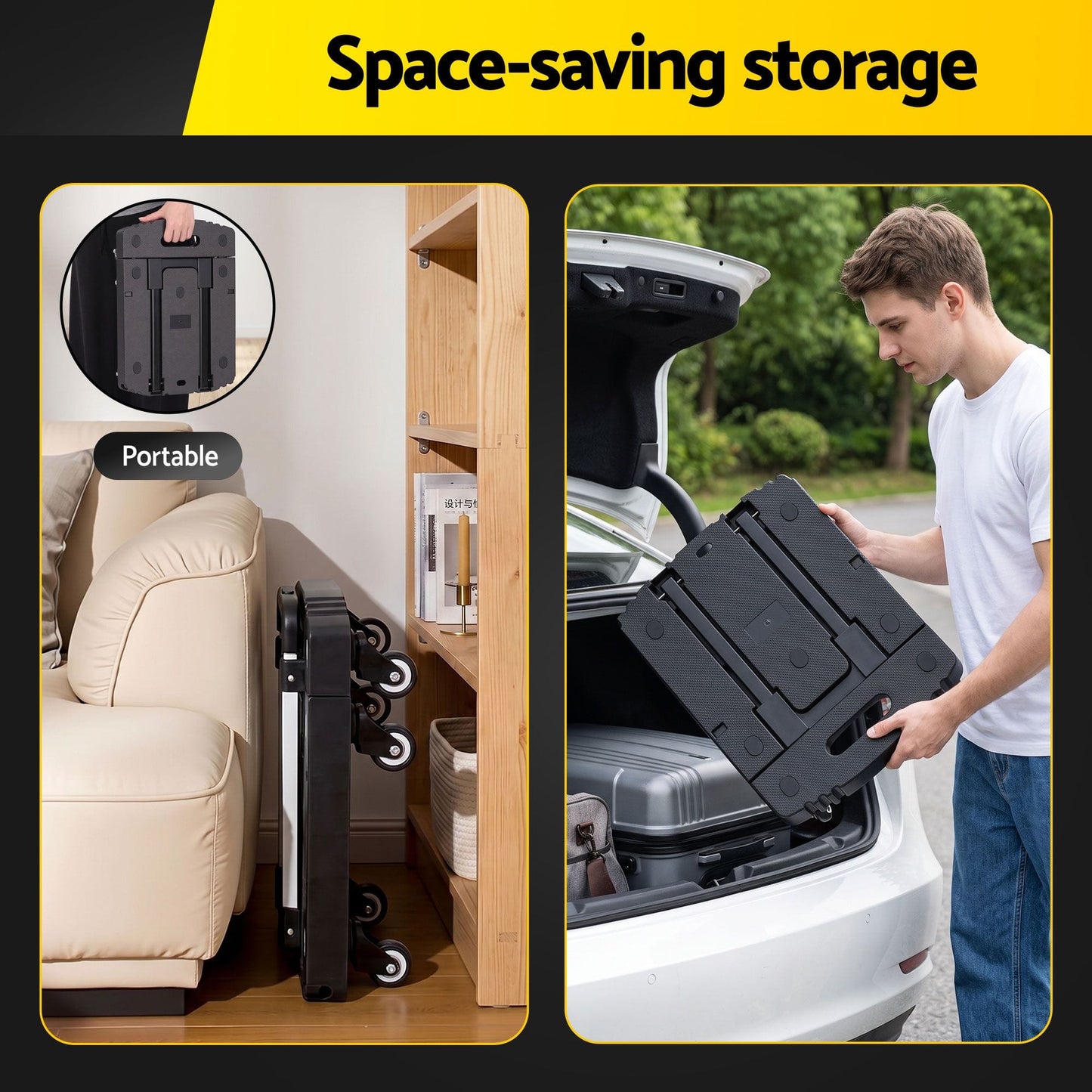 Alona.com.au Tools > Tools Storage > Utility Trolleys Giantz Folding Hand Truck Platform Trolley Foldable Dolly Cart 200kg Load Black