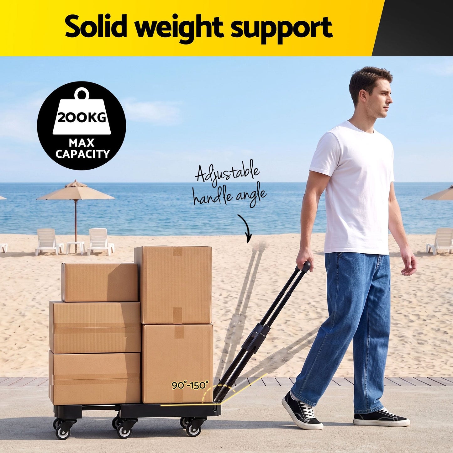 Alona.com.au Tools > Tools Storage > Utility Trolleys Giantz Folding Hand Truck Platform Trolley Foldable Dolly Cart 200kg Load Black