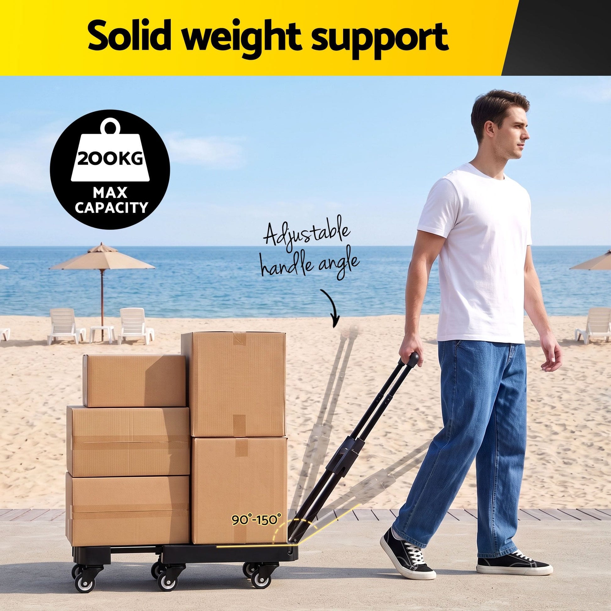 Alona.com.au Tools > Tools Storage > Utility Trolleys Giantz Folding Hand Truck Platform Trolley Foldable Dolly Cart 200kg Load Black