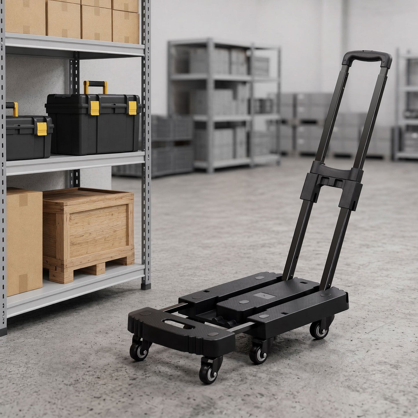 Alona.com.au Tools > Tools Storage > Utility Trolleys Giantz Folding Hand Truck Platform Trolley Foldable Dolly Cart 200kg Load Black
