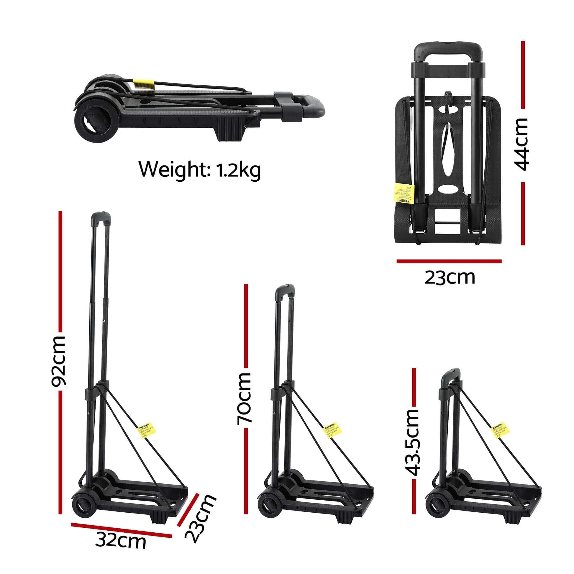 Alona.com.au Tools > Tools Storage > Utility Trolleys Giantz Folding Trolley Portable Hand Truck Lightweight Travel Luggage Black
